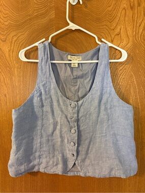 100% Linen Rachel Zoe Button-Front Tank
